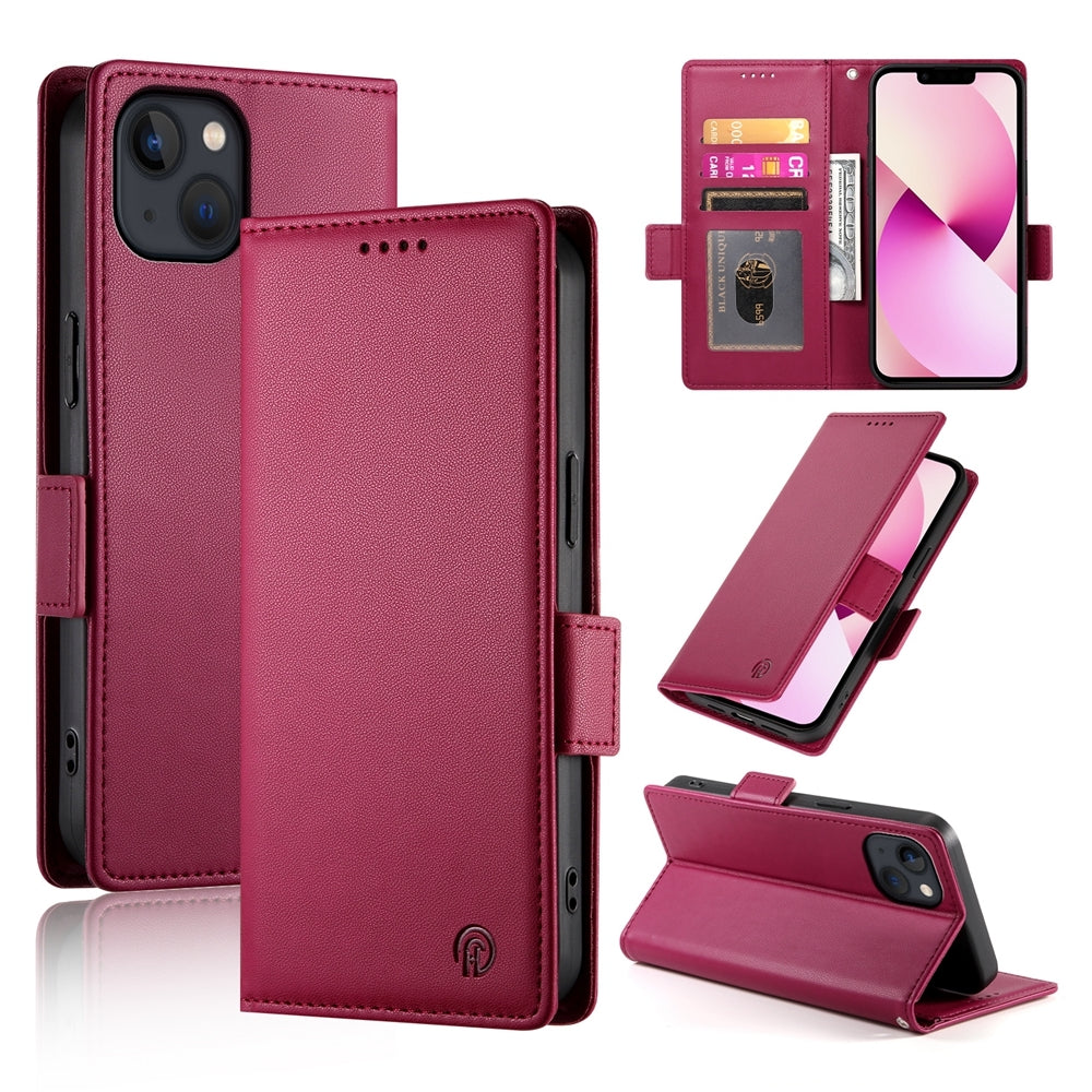 iPhone 13 Wallet Case - Luxury Magnetic PU Leather Flip Cover with Card Slots, Stand & Shockproof Protection