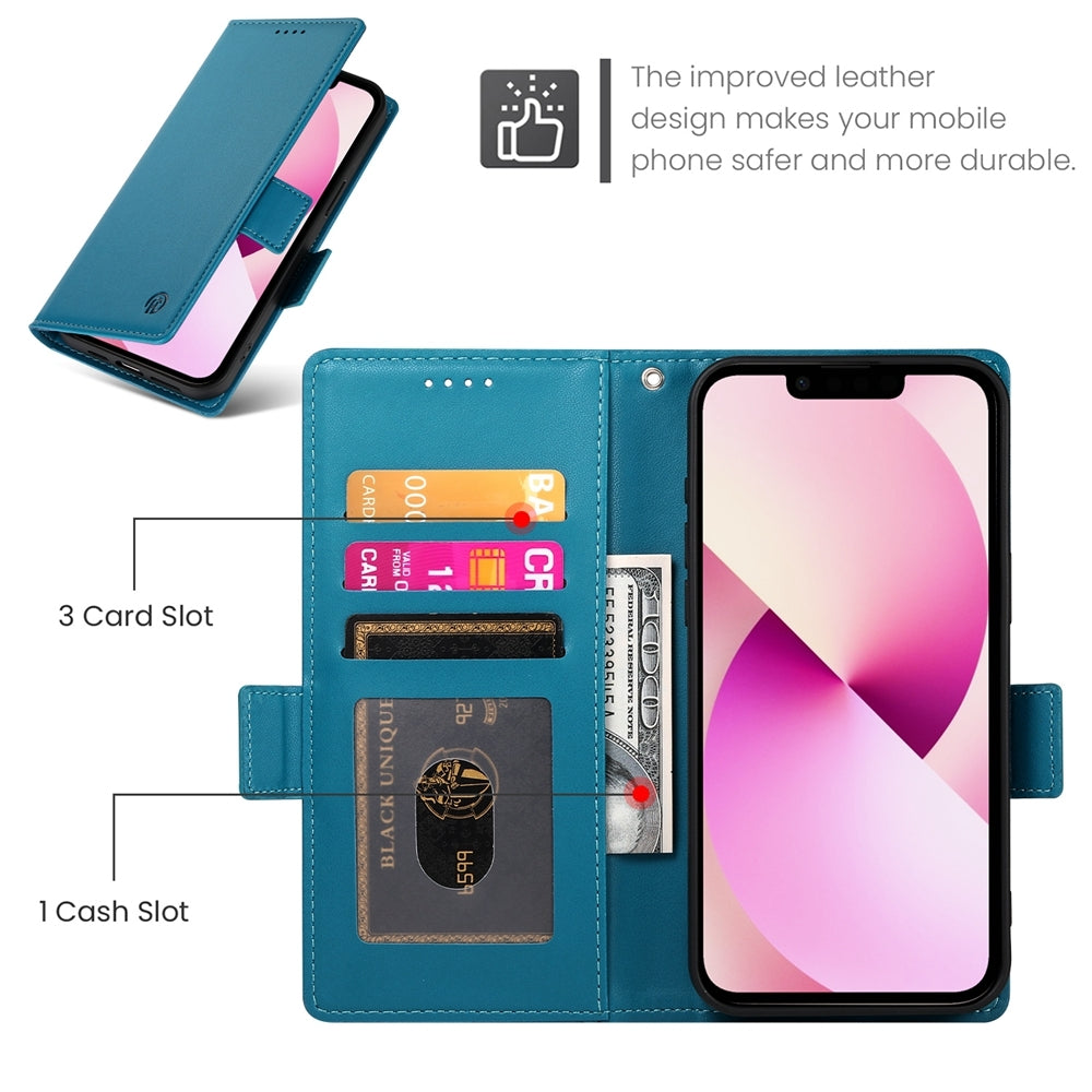 iPhone 13 Wallet Case - Luxury Magnetic PU Leather Flip Cover with Card Slots, Stand & Shockproof Protection