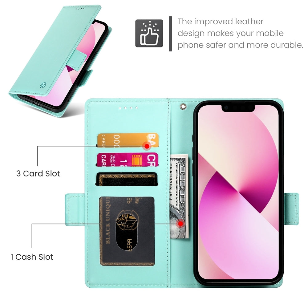 iPhone 13 Wallet Case - Luxury Magnetic PU Leather Flip Cover with Card Slots, Stand & Shockproof Protection