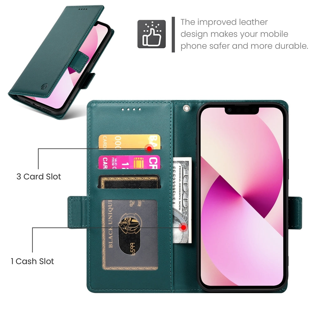 iPhone 13 Wallet Case - Luxury Magnetic PU Leather Flip Cover with Card Slots, Stand & Shockproof Protection