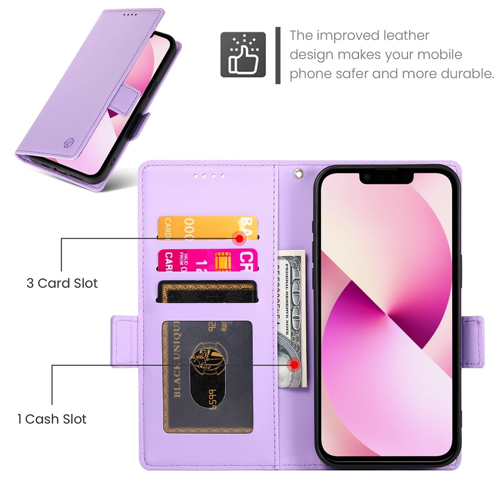 iPhone 13 Wallet Case - Luxury Magnetic PU Leather Flip Cover with Card Slots, Stand & Shockproof Protection