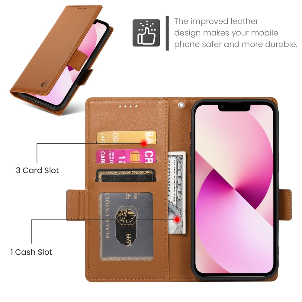 iPhone 13 Wallet Case - Luxury Magnetic PU Leather Flip Cover with Card Slots, Stand & Shockproof Protection