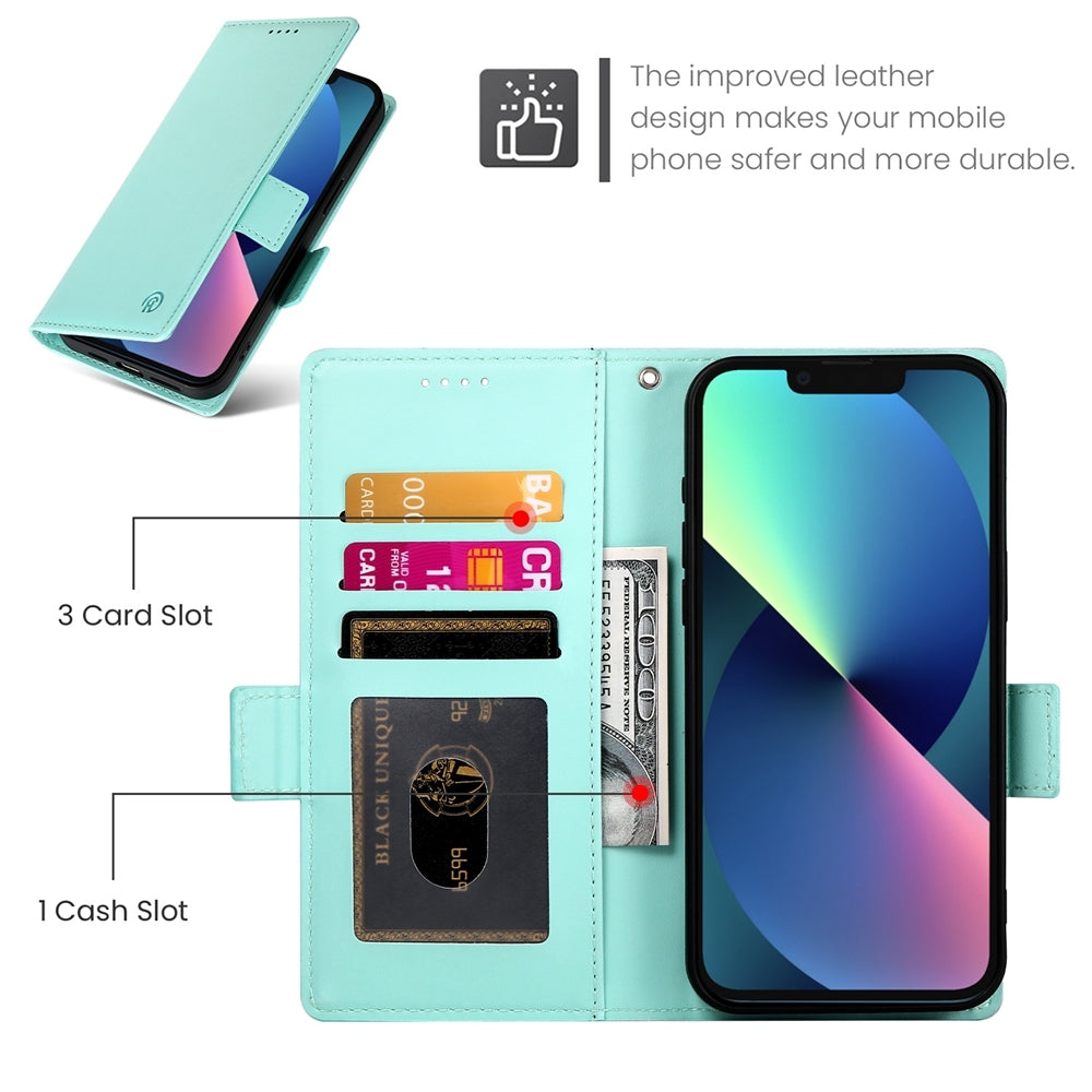 iPhone 13 mini Wallet Case - Luxury Magnetic PU Leather Flip Cover with Card Slots, Stand & Shockproof Protection