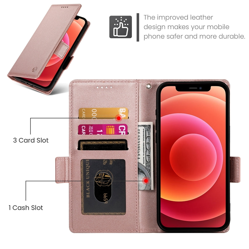 iPhone 12/12 Pro Wallet Case - Luxury Magnetic PU Leather Flip Cover with Card Slots, Stand & Shockproof Protection