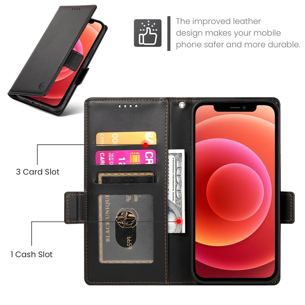 iPhone 12/12 Pro Wallet Case - Luxury Magnetic PU Leather Flip Cover with Card Slots, Stand & Shockproof Protection