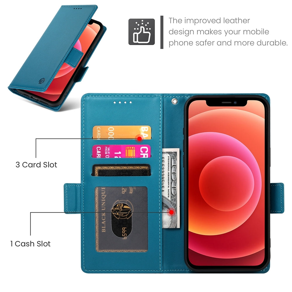 iPhone 12/12 Pro Wallet Case - Luxury Magnetic PU Leather Flip Cover with Card Slots, Stand & Shockproof Protection
