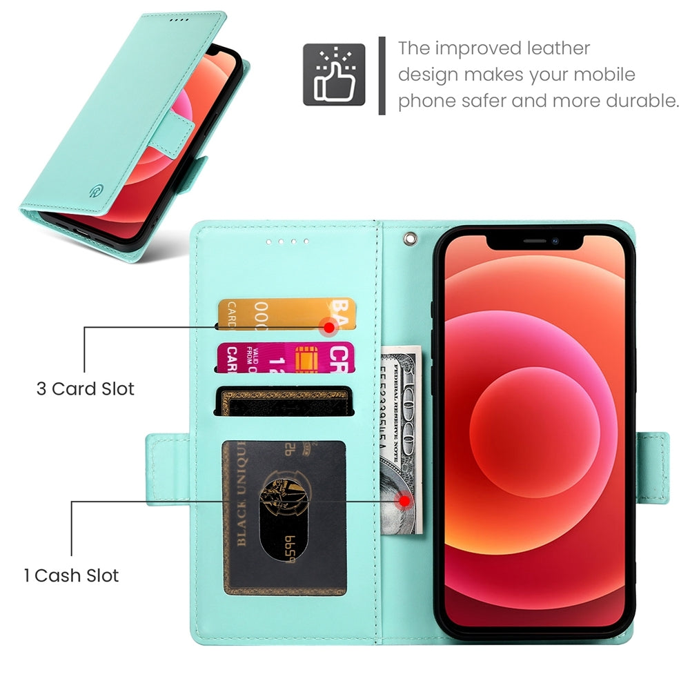 iPhone 12/12 Pro Wallet Case - Luxury Magnetic PU Leather Flip Cover with Card Slots, Stand & Shockproof Protection