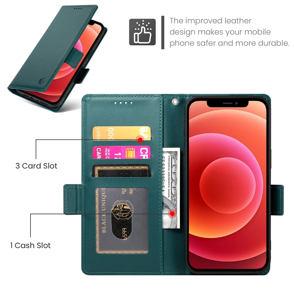 iPhone 12/12 Pro Wallet Case - Luxury Magnetic PU Leather Flip Cover with Card Slots, Stand & Shockproof Protection