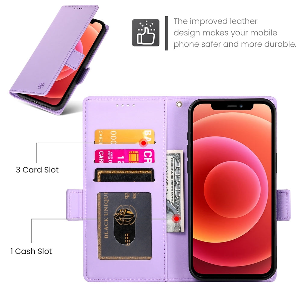 iPhone 12/12 Pro Wallet Case - Luxury Magnetic PU Leather Flip Cover with Card Slots, Stand & Shockproof Protection