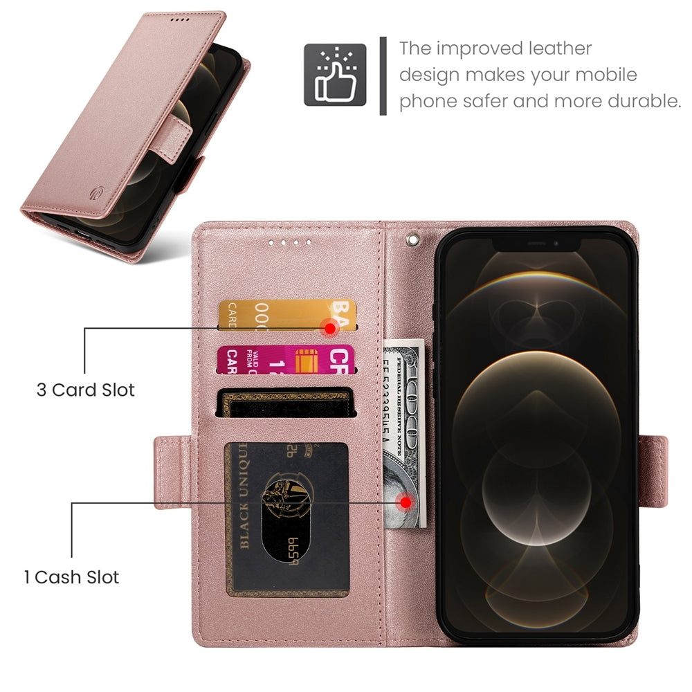 iPhone 12 Pro Max Wallet Case - Luxury Magnetic PU Leather Flip Cover with Card Slots, Stand & Shockproof Protection