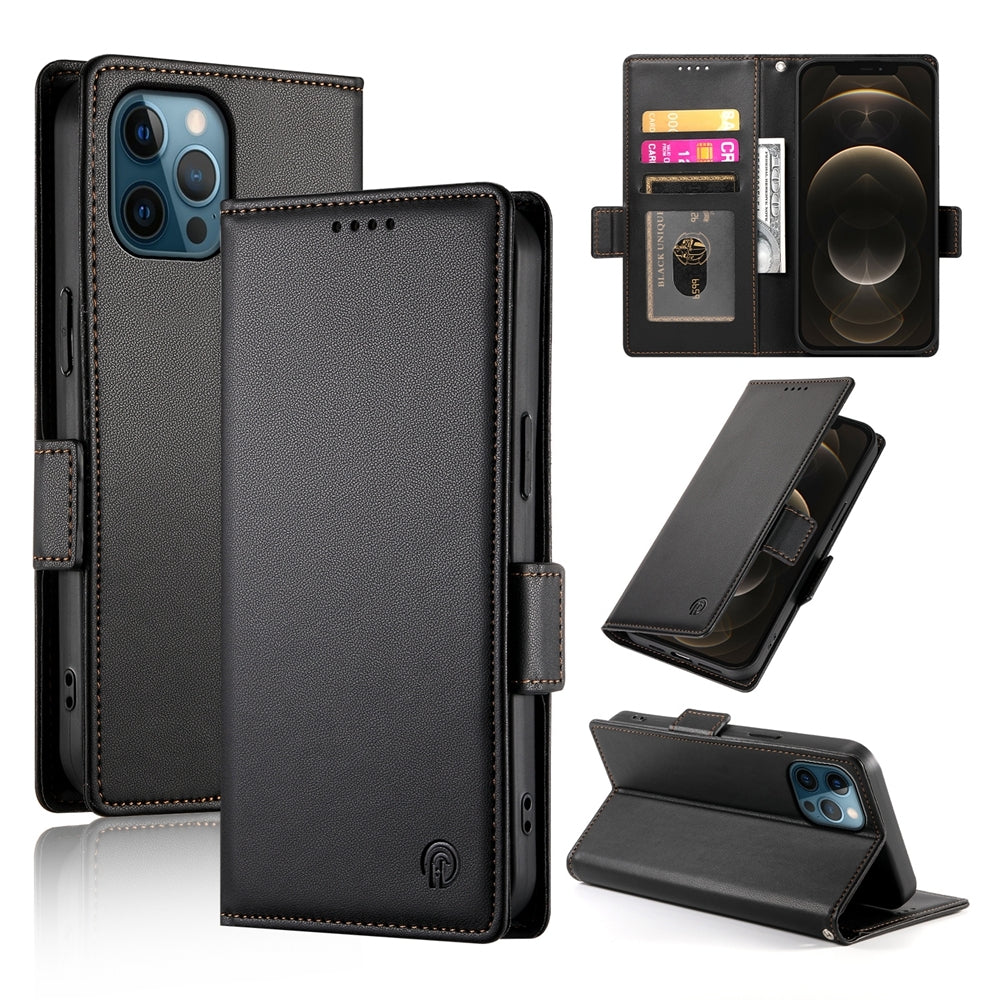 iPhone 12 Pro Max Wallet Case - Luxury Magnetic PU Leather Flip Cover with Card Slots, Stand & Shockproof Protection