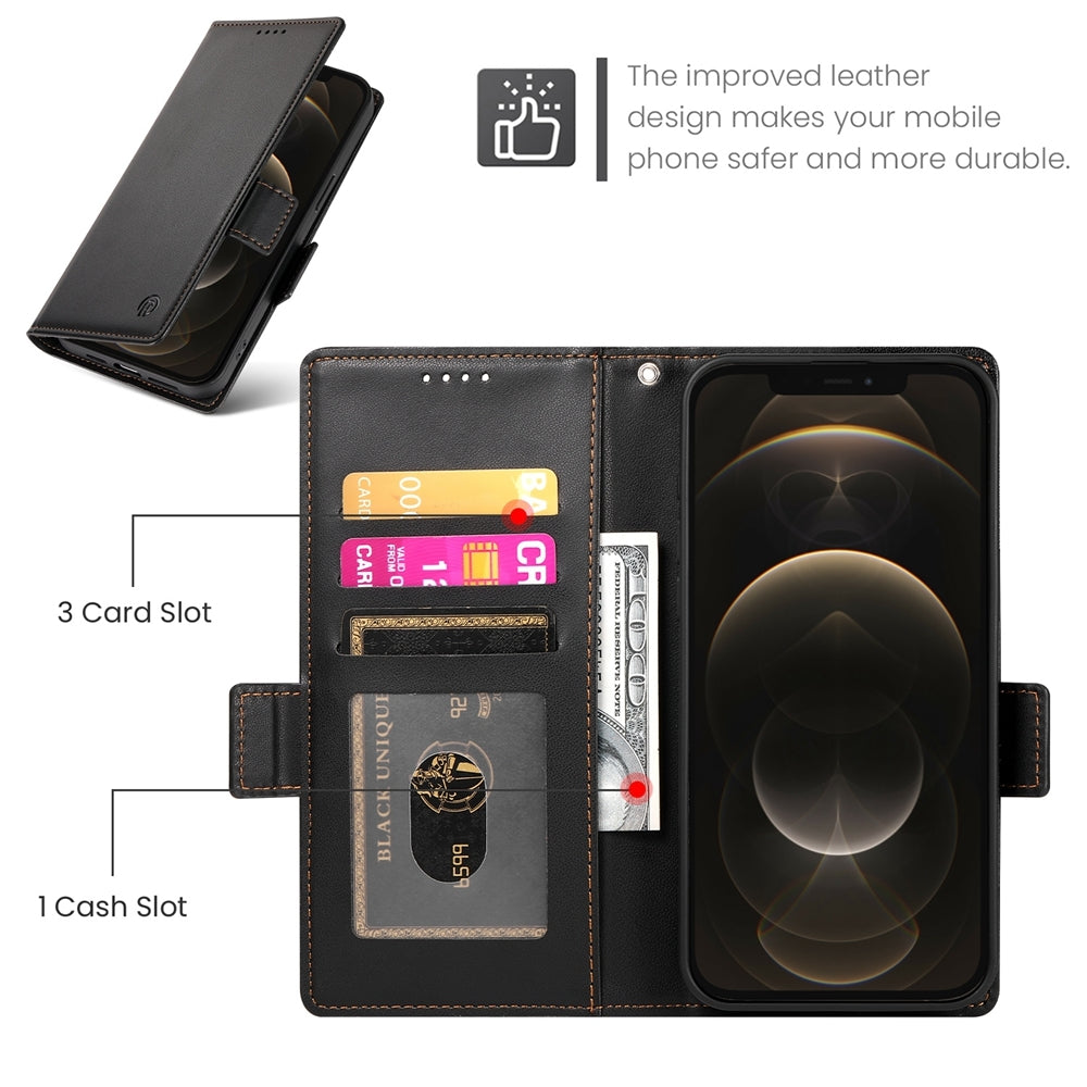 iPhone 12 Pro Max Wallet Case - Luxury Magnetic PU Leather Flip Cover with Card Slots, Stand & Shockproof Protection