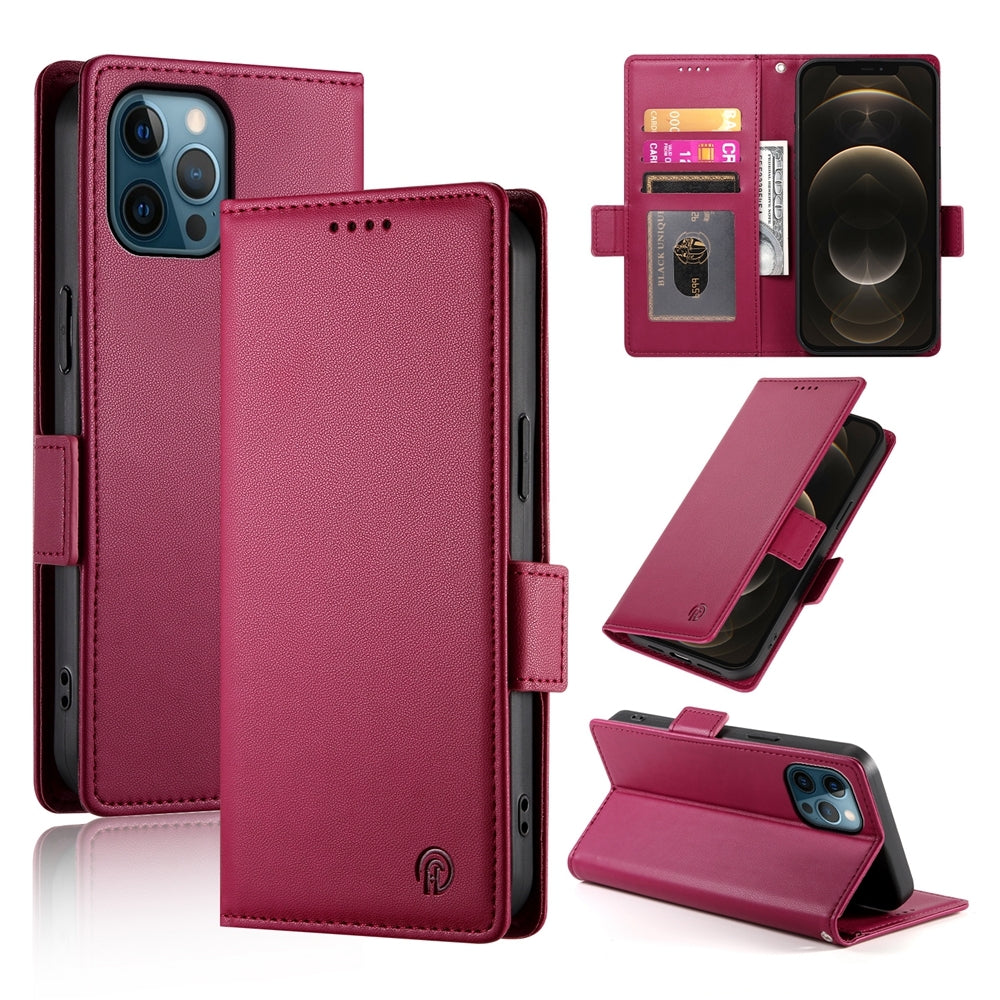 iPhone 12 Pro Max Wallet Case - Luxury Magnetic PU Leather Flip Cover with Card Slots, Stand & Shockproof Protection