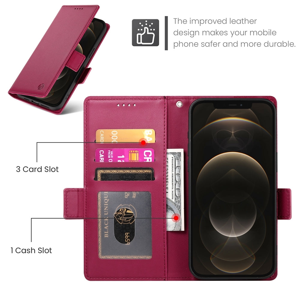 iPhone 12 Pro Max Wallet Case - Luxury Magnetic PU Leather Flip Cover with Card Slots, Stand & Shockproof Protection