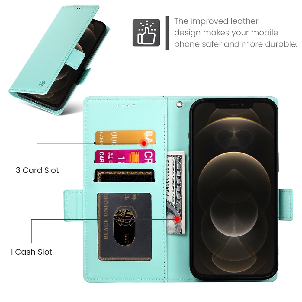 iPhone 12 Pro Max Wallet Case - Luxury Magnetic PU Leather Flip Cover with Card Slots, Stand & Shockproof Protection