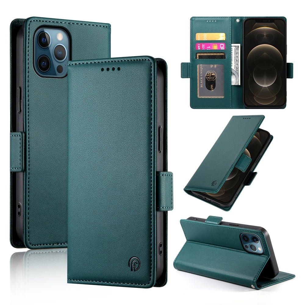 iPhone 12 Pro Max Wallet Case - Luxury Magnetic PU Leather Flip Cover with Card Slots, Stand & Shockproof Protection