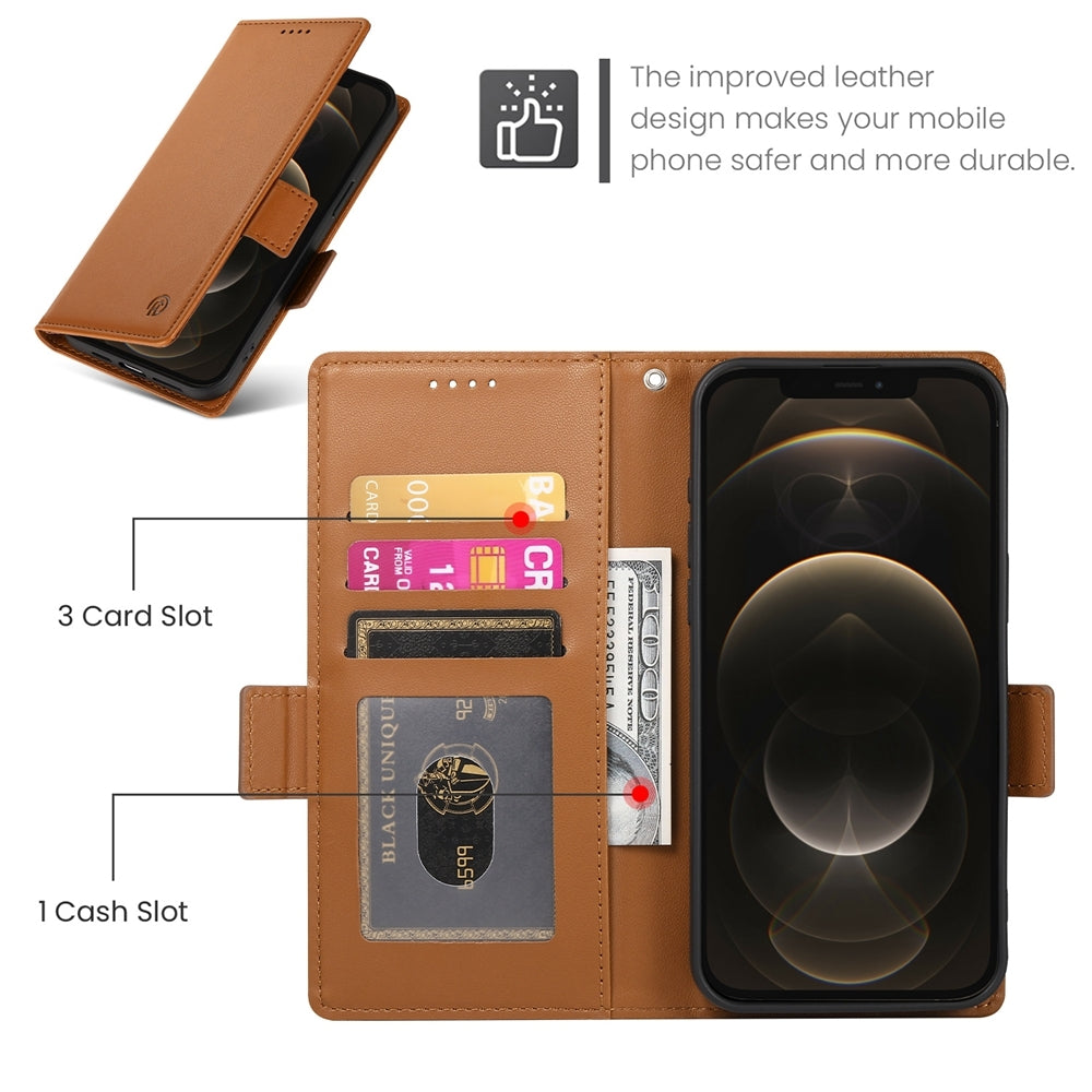 iPhone 12 Pro Max Wallet Case - Luxury Magnetic PU Leather Flip Cover with Card Slots, Stand & Shockproof Protection