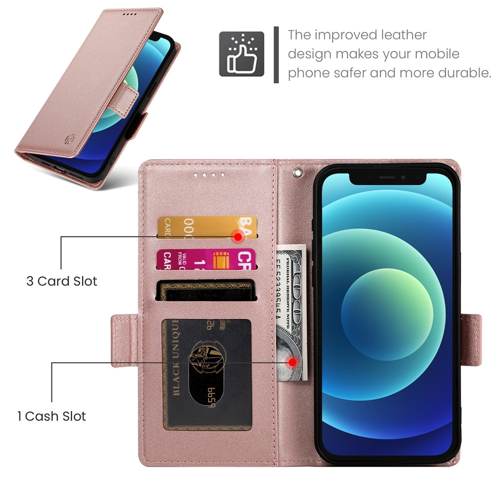 iPhone 12 mini Wallet Case - Luxury Magnetic PU Leather Flip Cover with Card Slots, Stand & Shockproof Protection