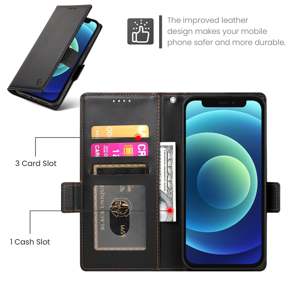 iPhone 12 mini Wallet Case - Luxury Magnetic PU Leather Flip Cover with Card Slots, Stand & Shockproof Protection