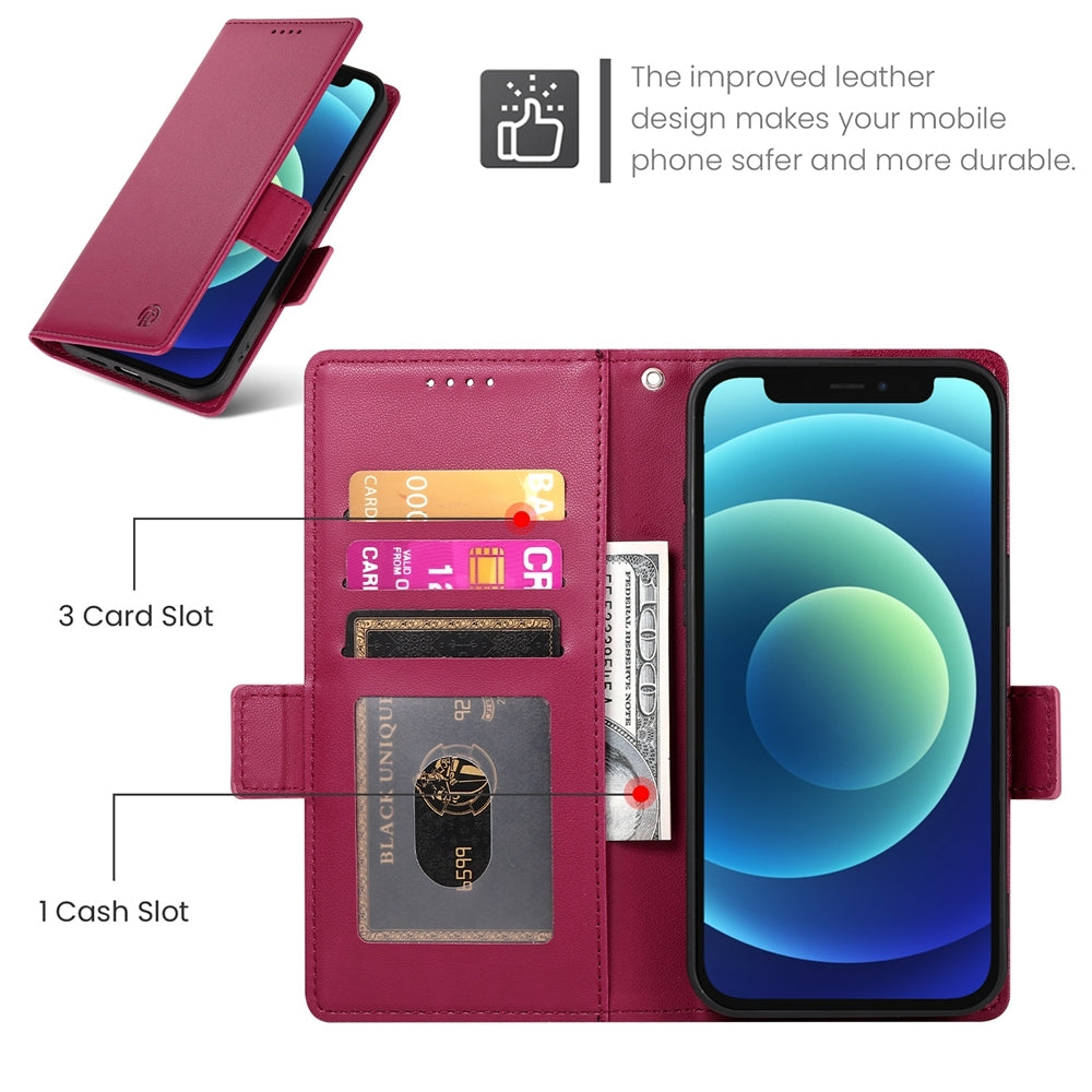 iPhone 12 mini Wallet Case - Luxury Magnetic PU Leather Flip Cover with Card Slots, Stand & Shockproof Protection