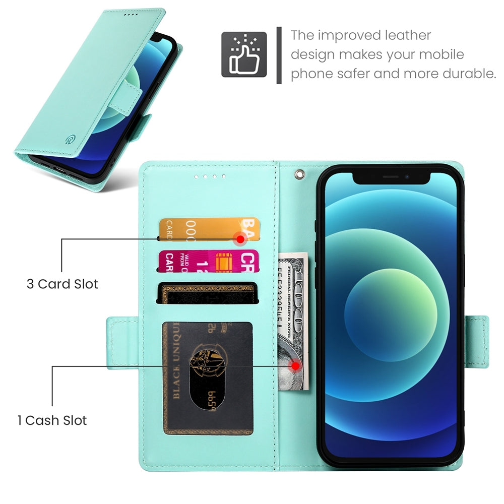 iPhone 12 mini Wallet Case - Luxury Magnetic PU Leather Flip Cover with Card Slots, Stand & Shockproof Protection