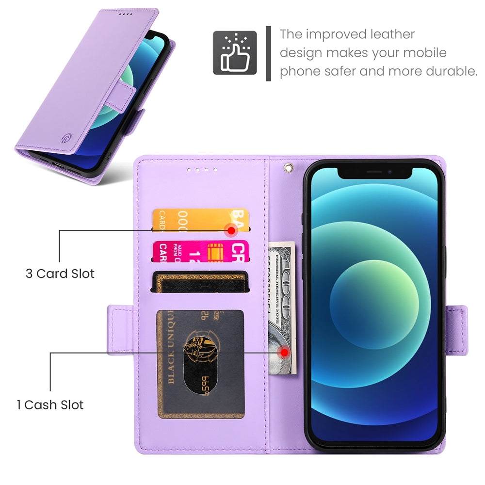 iPhone 12 mini Wallet Case - Luxury Magnetic PU Leather Flip Cover with Card Slots, Stand & Shockproof Protection