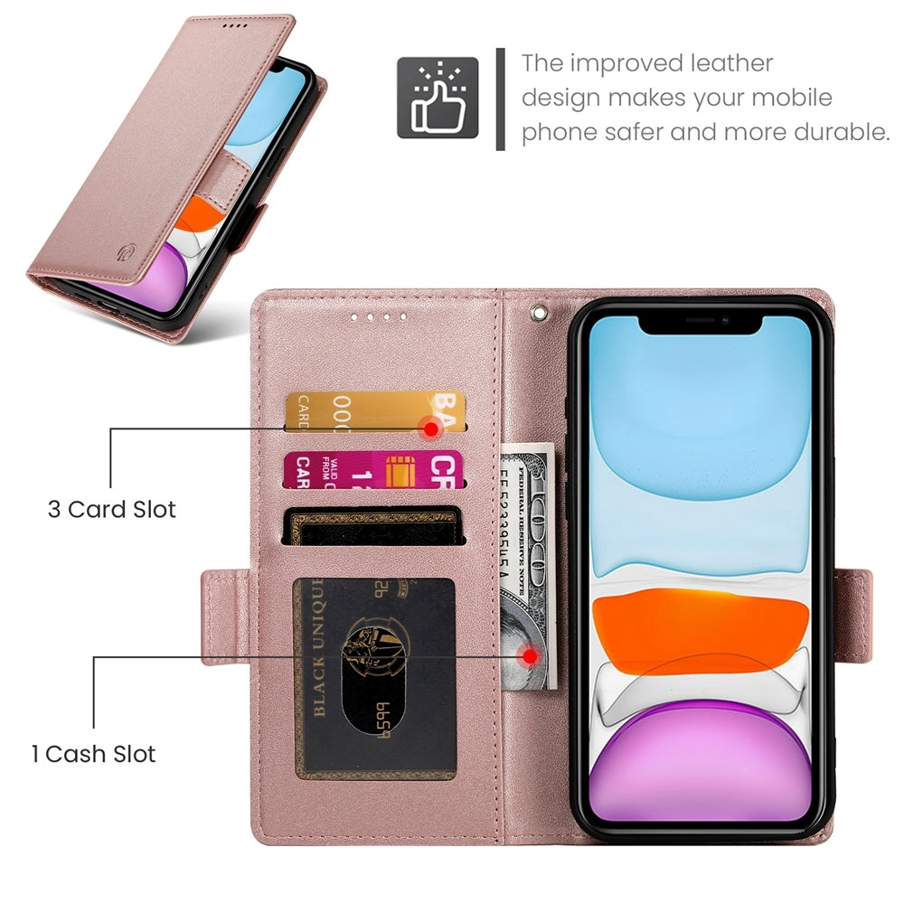 iPhone 11 Wallet Case - Luxury Magnetic PU Leather Flip Cover with Card Slots, Stand & Shockproof Protection