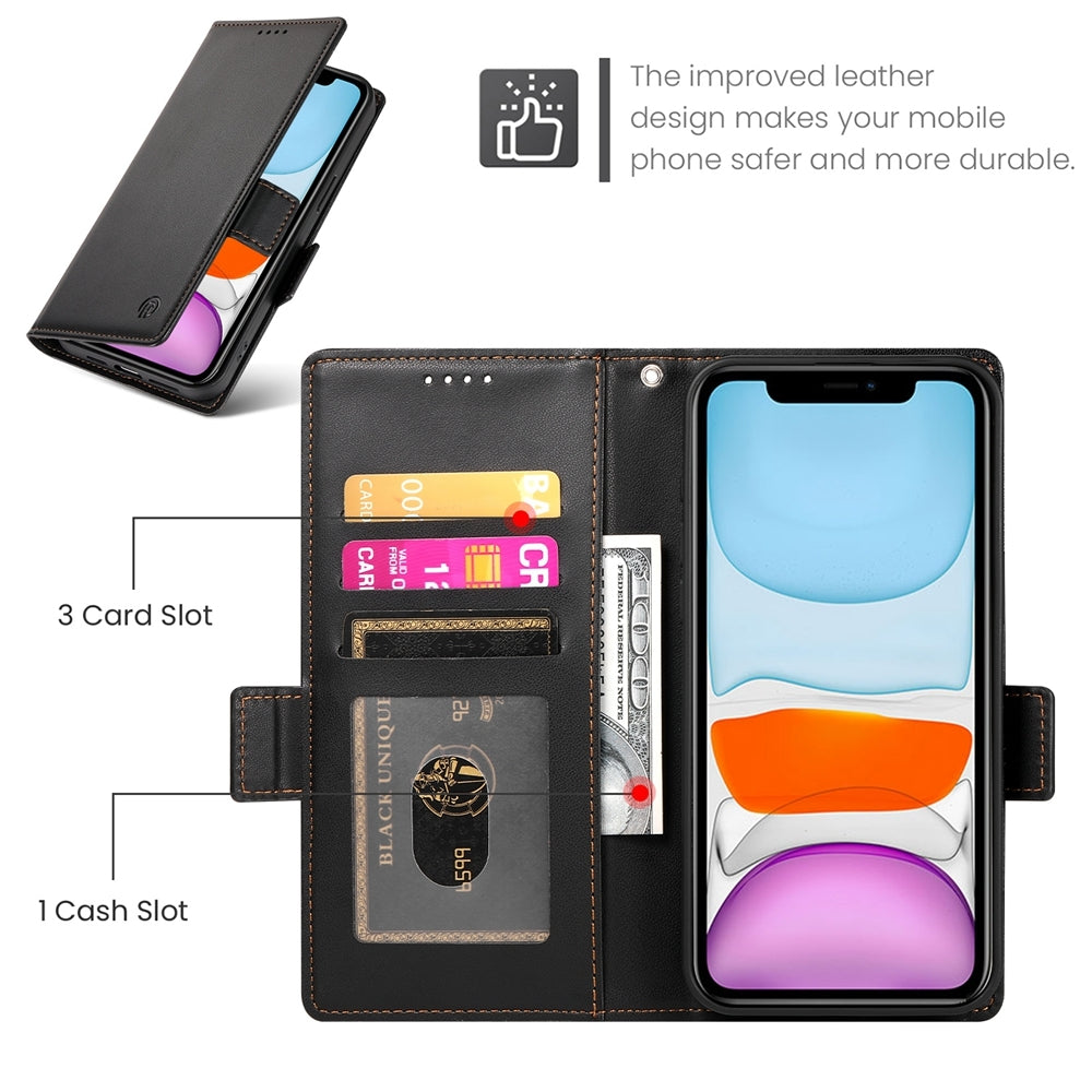 iPhone 11 Wallet Case - Luxury Magnetic PU Leather Flip Cover with Card Slots, Stand & Shockproof Protection