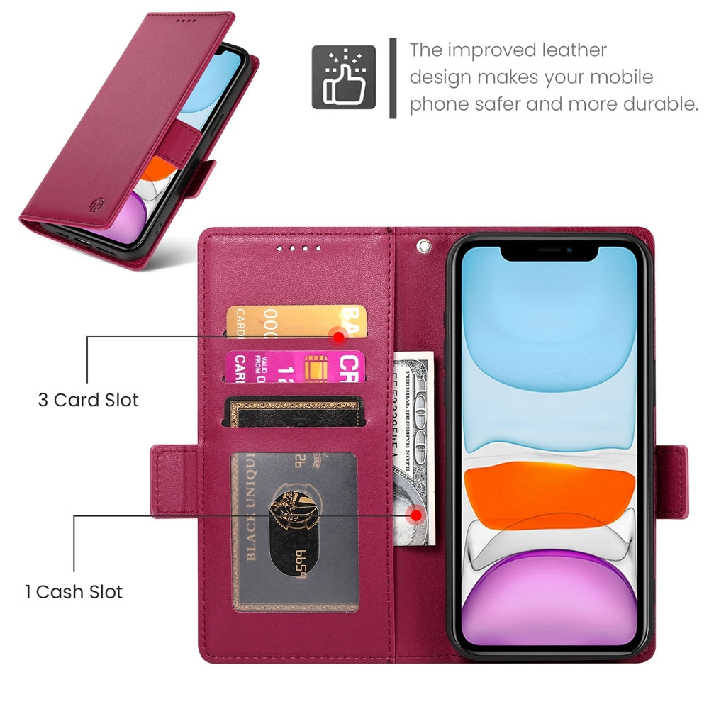 iPhone 11 Wallet Case - Luxury Magnetic PU Leather Flip Cover with Card Slots, Stand & Shockproof Protection
