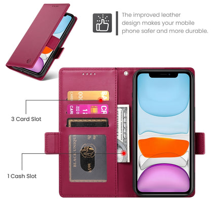 iPhone 11 Wallet Case - Luxury Magnetic PU Leather Flip Cover with Card Slots, Stand & Shockproof Protection