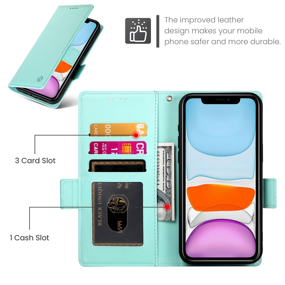 iPhone 11 Wallet Case - Luxury Magnetic PU Leather Flip Cover with Card Slots, Stand & Shockproof Protection