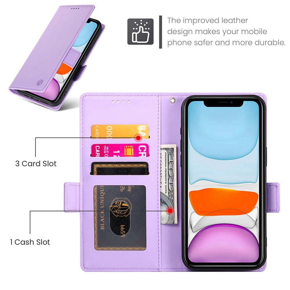 iPhone 11 Wallet Case - Luxury Magnetic PU Leather Flip Cover with Card Slots, Stand & Shockproof Protection