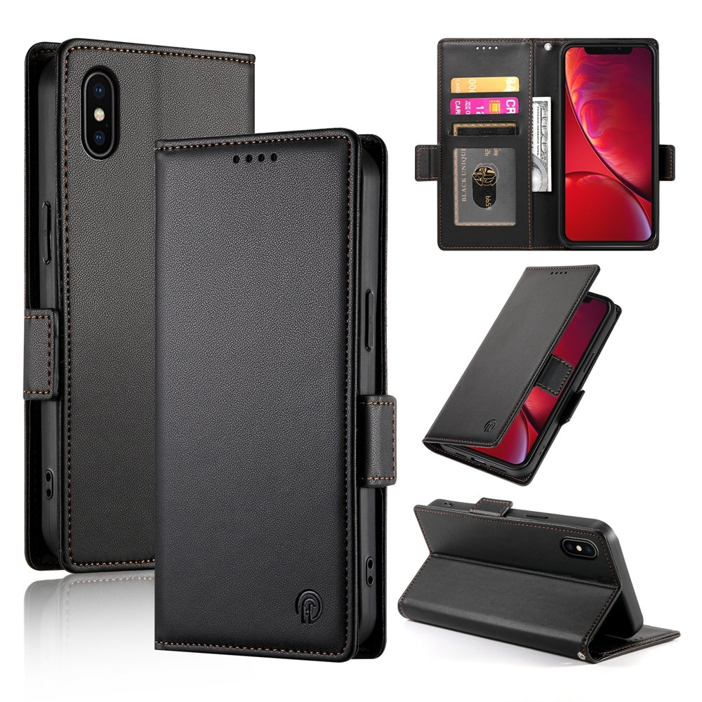 iPhone X/XS Wallet Case - Luxury Magnetic PU Leather Flip Cover with Card Slots, Stand & Shockproof Protection