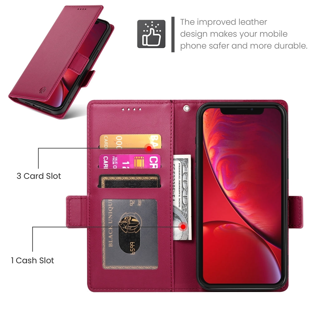 iPhone X/XS Wallet Case - Luxury Magnetic PU Leather Flip Cover with Card Slots, Stand & Shockproof Protection