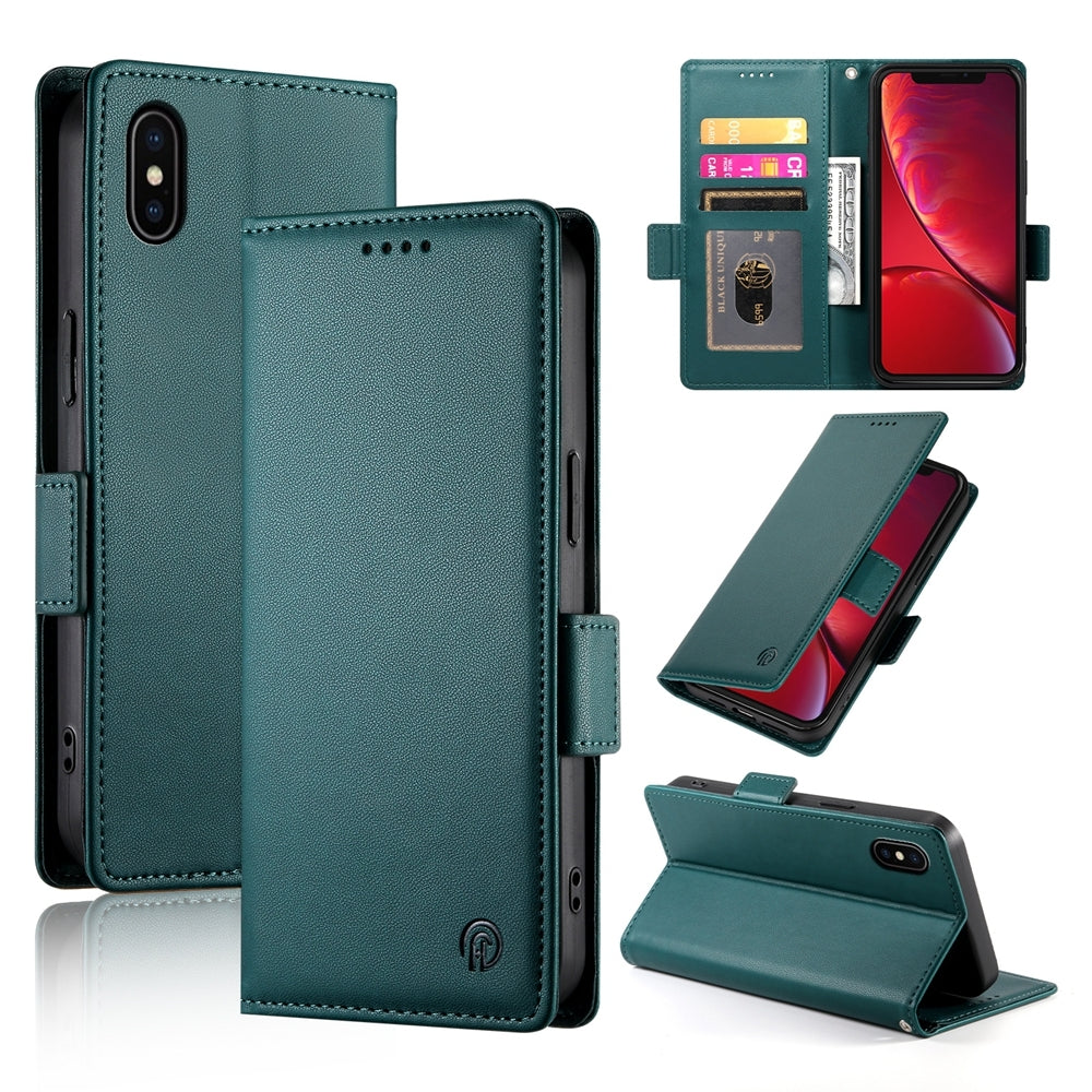 iPhone X/XS Wallet Case - Luxury Magnetic PU Leather Flip Cover with Card Slots, Stand & Shockproof Protection