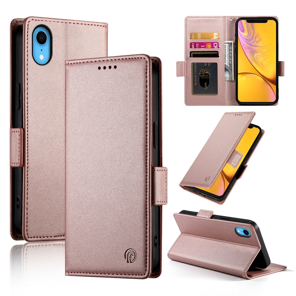 iPhone XR Wallet Case - Luxury Magnetic PU Leather Flip Cover with Card Slots, Stand & Shockproof Protection