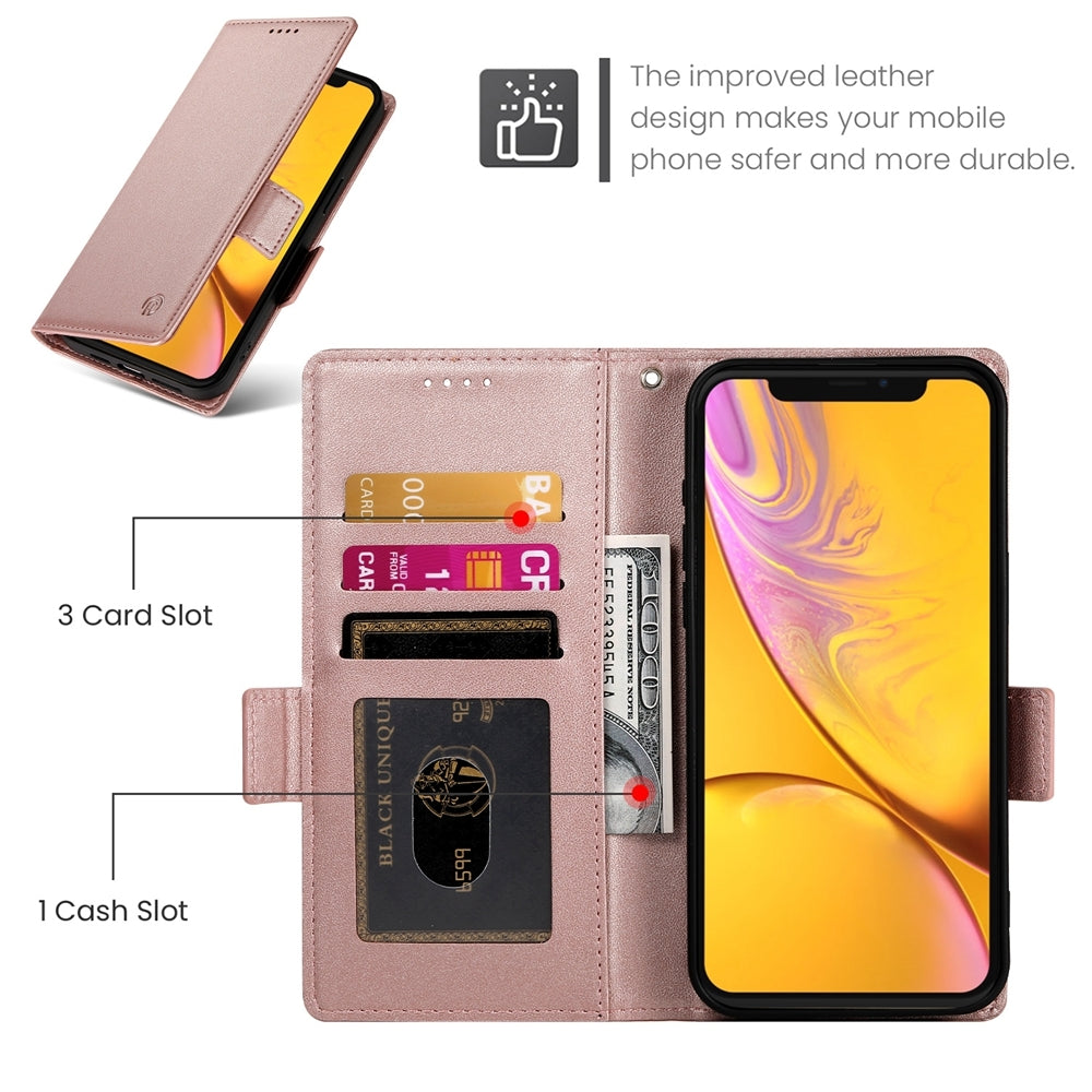 iPhone XR Wallet Case - Luxury Magnetic PU Leather Flip Cover with Card Slots, Stand & Shockproof Protection