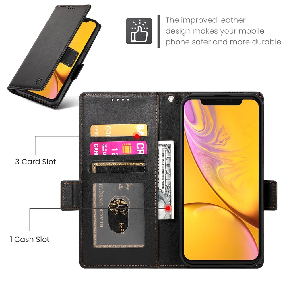 iPhone XR Wallet Case - Luxury Magnetic PU Leather Flip Cover with Card Slots, Stand & Shockproof Protection