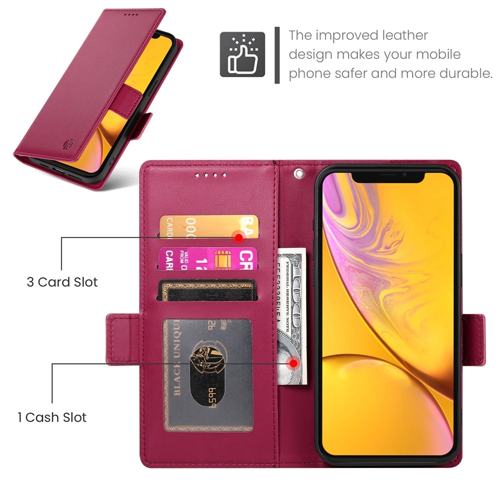 iPhone XR Wallet Case - Luxury Magnetic PU Leather Flip Cover with Card Slots, Stand & Shockproof Protection
