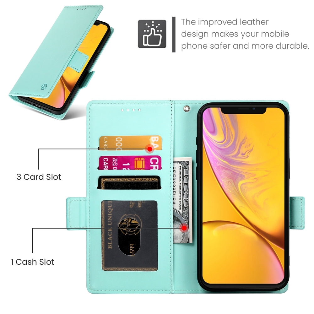 iPhone XR Wallet Case - Luxury Magnetic PU Leather Flip Cover with Card Slots, Stand & Shockproof Protection