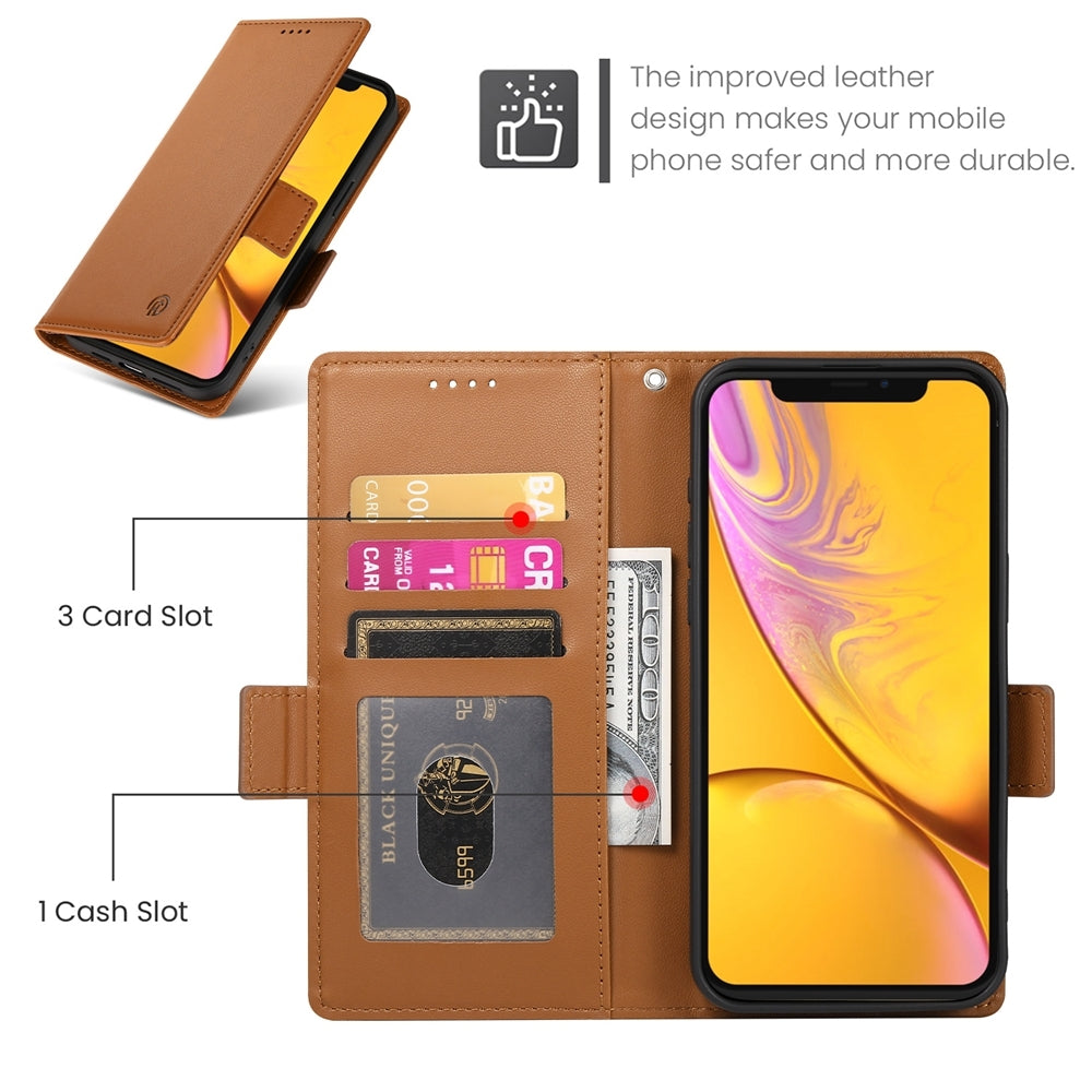 iPhone XR Wallet Case - Luxury Magnetic PU Leather Flip Cover with Card Slots, Stand & Shockproof Protection