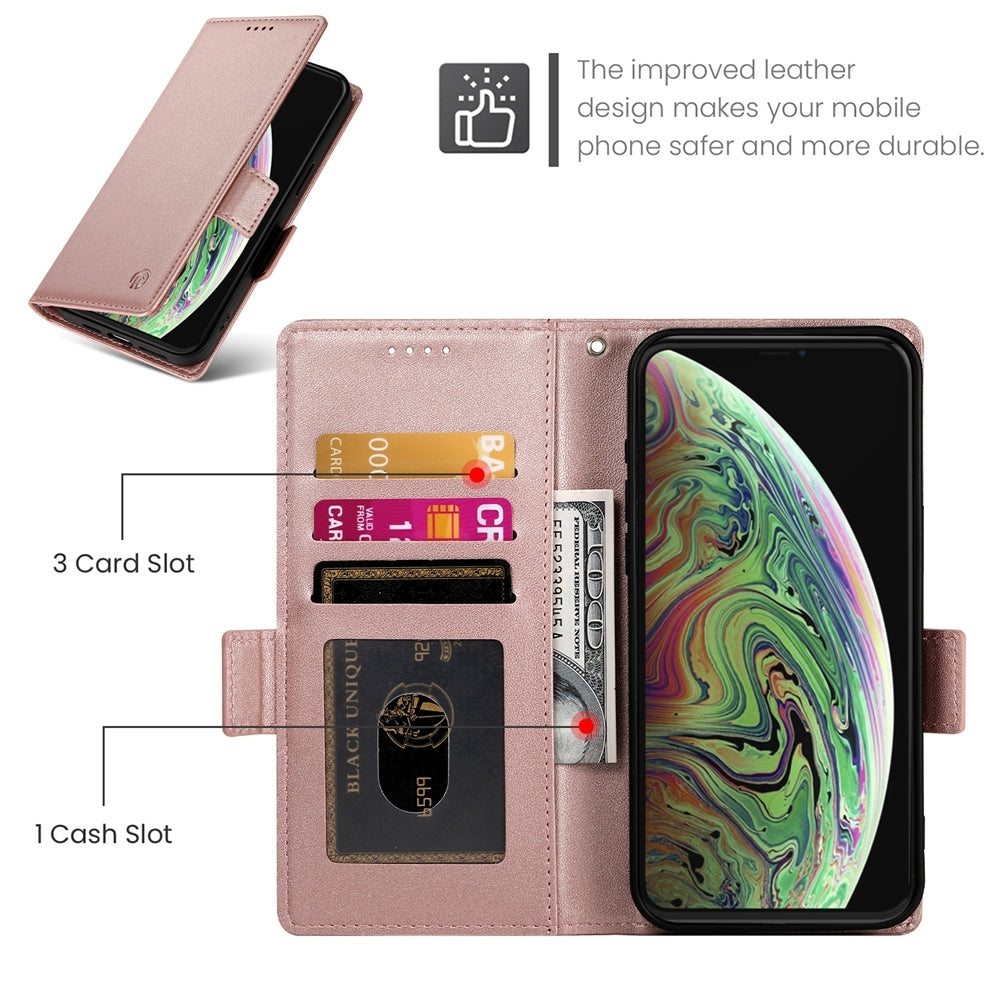 iPhone XS Max Wallet Case - Luxury Magnetic PU Leather Flip Cover with Card Slots, Stand & Shockproof Protection