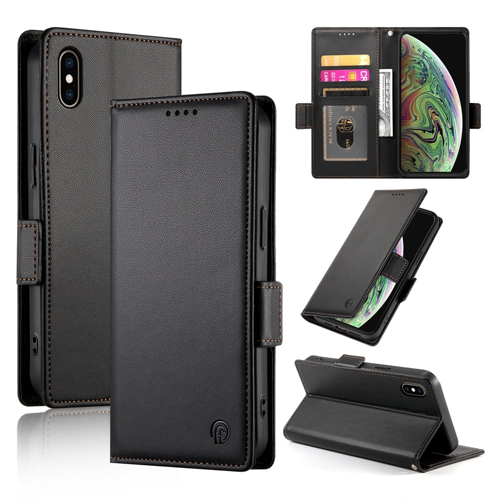 iPhone XS Max Wallet Case - Luxury Magnetic PU Leather Flip Cover with Card Slots, Stand & Shockproof Protection