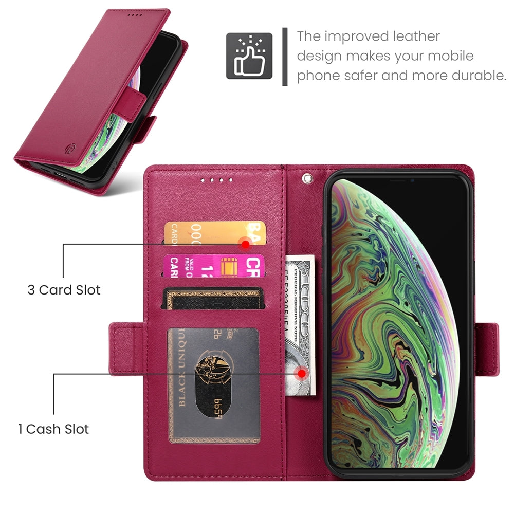 iPhone XS Max Wallet Case - Luxury Magnetic PU Leather Flip Cover with Card Slots, Stand & Shockproof Protection