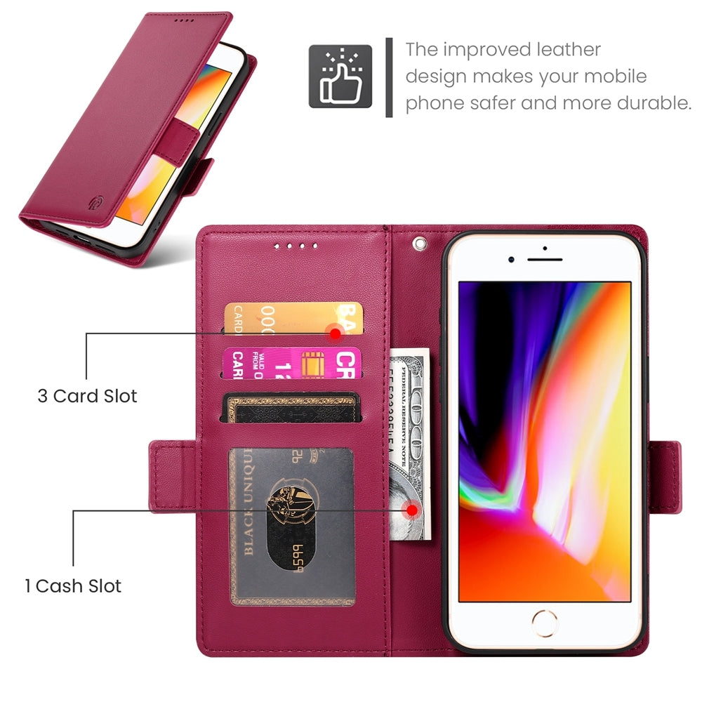 iPhone 7 Plus Wallet Case - Luxury Magnetic PU Leather Flip Cover with Card Slots, Stand & Shockproof Protection