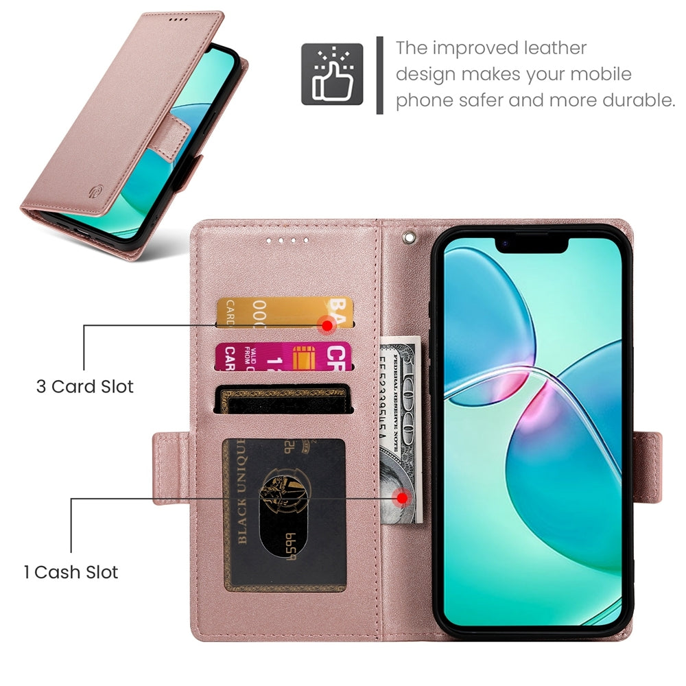 iPhone SE 2024 Wallet Case - Luxury Magnetic PU Leather Flip Cover with Card Slots, Stand & Shockproof Protection