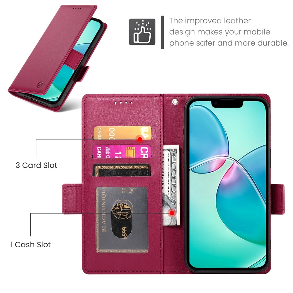 iPhone SE 2024 Wallet Case - Luxury Magnetic PU Leather Flip Cover with Card Slots, Stand & Shockproof Protection