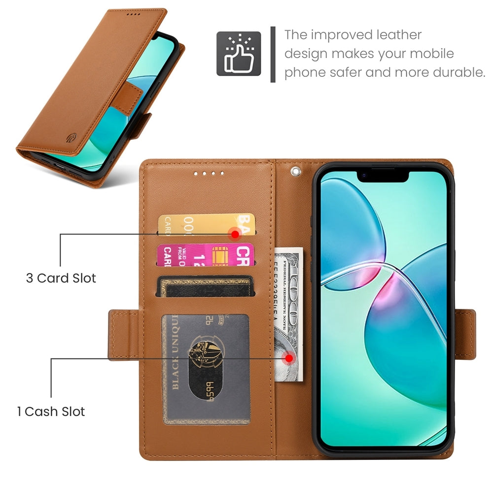 iPhone SE 2024 Wallet Case - Luxury Magnetic PU Leather Flip Cover with Card Slots, Stand & Shockproof Protection