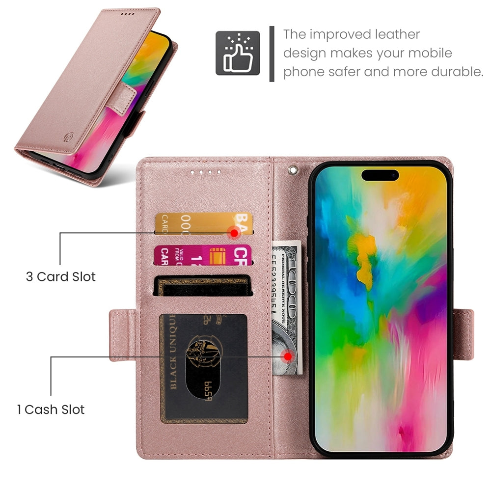iPhone 16 Pro Max Wallet Case - Luxury Magnetic PU Leather Flip Cover with Card Slots, Stand & Shockproof Protection
