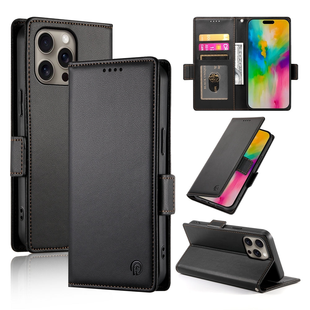 iPhone 16 Pro Max Wallet Case - Luxury Magnetic PU Leather Flip Cover with Card Slots, Stand & Shockproof Protection